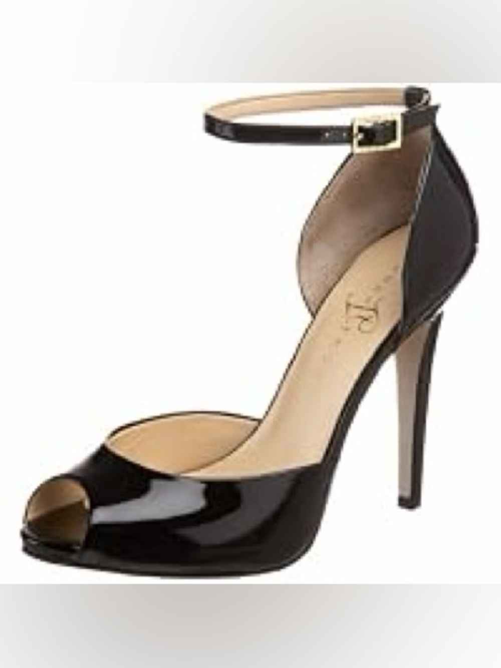 Ivanka Trump Black Patent Peep-Toe Stiletto Heels